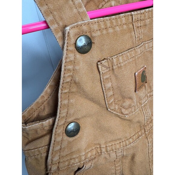 Carhartt Baby Infant Brown Tan Canvas Bib Overalls 6 Months Snap‎ Leg Unisex - Picture 4 of 8
